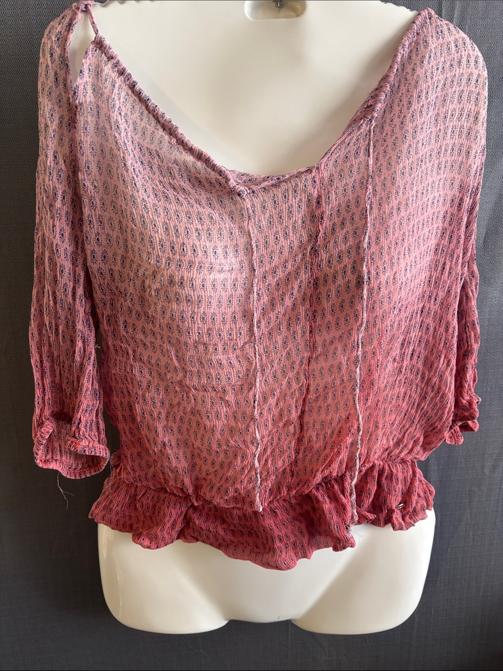 GUESS Pink Floral Print Women's Bohemian Top